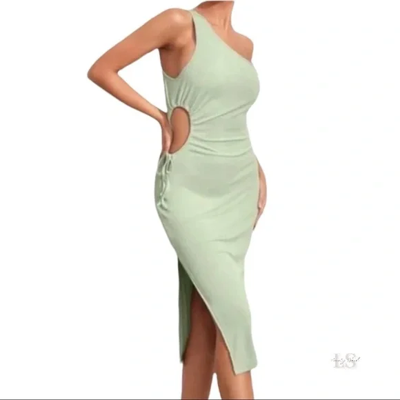 SHEIN | Dresses | Solid One Shoulder Peekaboo Split Dress | Poshmark